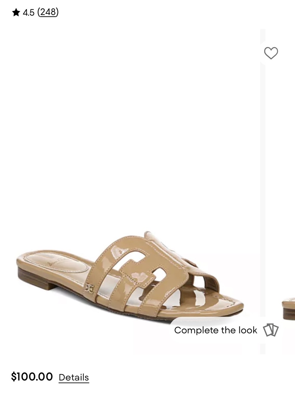 Sam Edelman Beige Patent Leather Bay Slide Sandals sz 6
